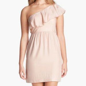 Jenny Yoo 'Lulu' One Shoulder Ruffle Bridesmaid Dress in Blush